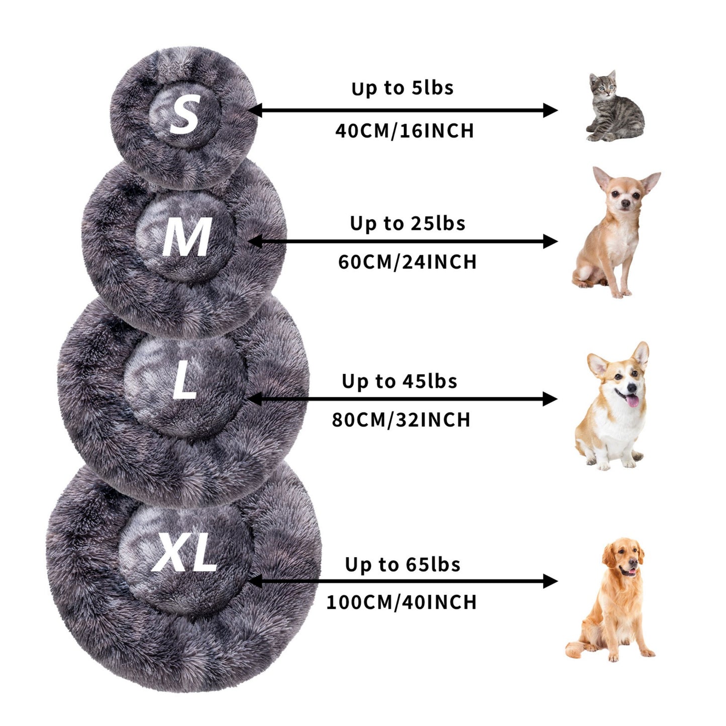 Round warm Plush Pet bed