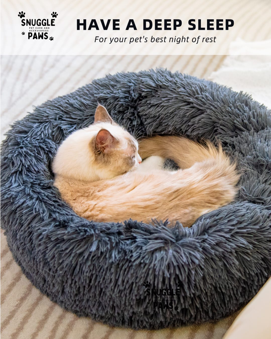 Round Plush Cat Litter Kennel Pet Nest Mat Puppy Beds