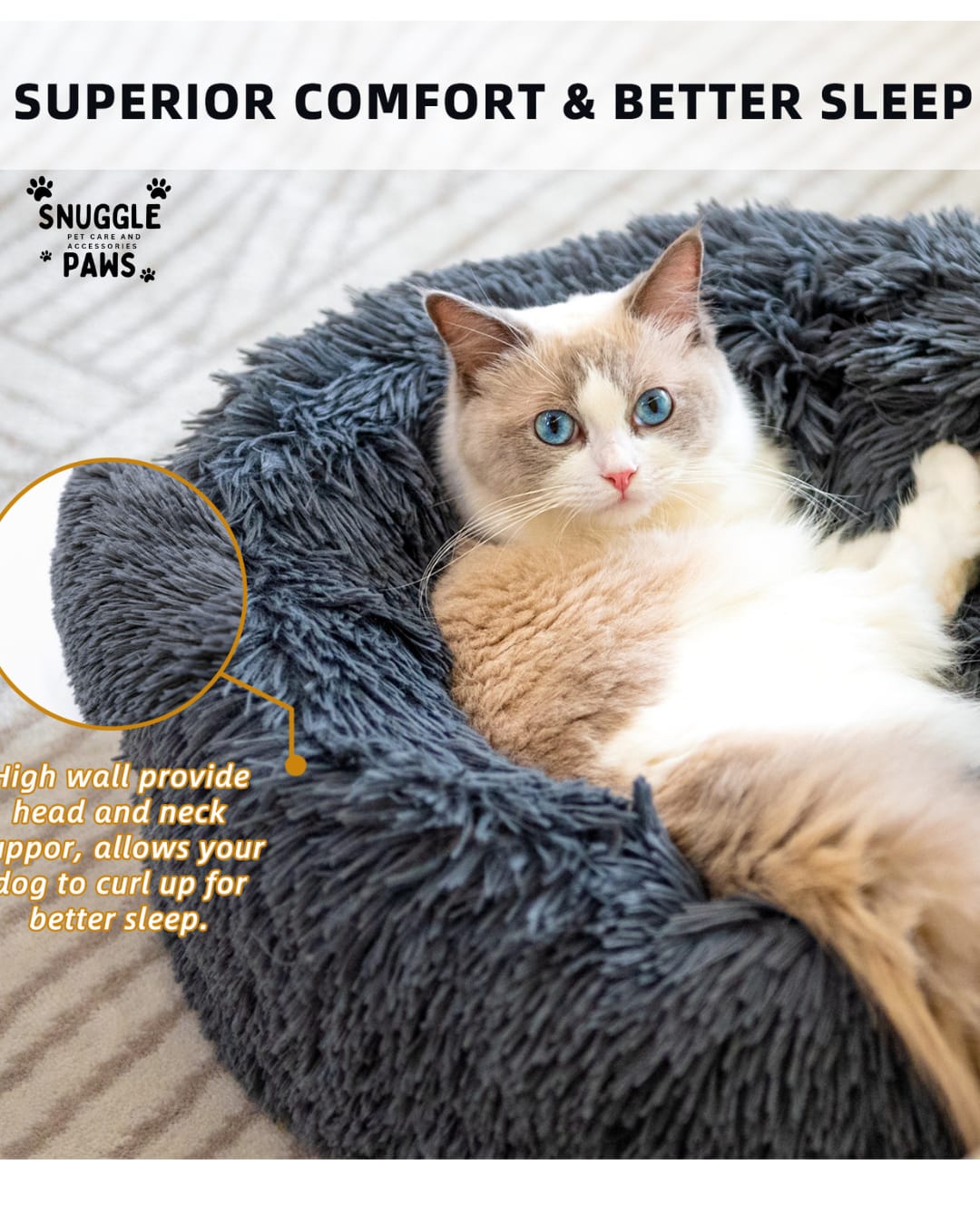 Round Plush Cat Litter Kennel Pet Nest Mat Puppy Beds